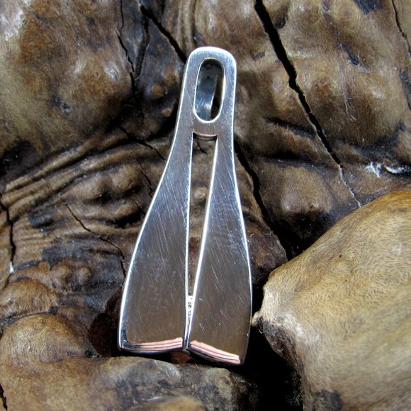 Solid 925 Sterling Silver Double Diving Fins Scuba Diver Slide Pendant - Picture 1 of 6